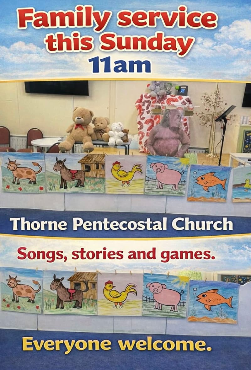 Families worshipping together during a service