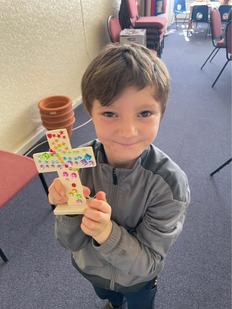 Messy Church crafts and activities on tables